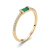 Natūralus Smaragdas - žiedas su smaragdu ir deimantais (0.16 ct) geltono aukso