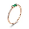 Natūralus Smaragdas - žiedas su smaragdu ir deimantais (0.16 ct) raudono aukso