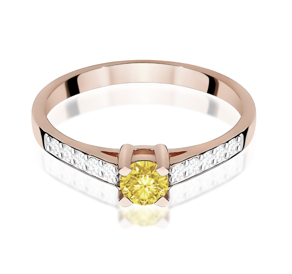 Raudono aukso sužadėtuvių žiedas su geltonu deimantu – Modern Yellow (LAB 0,42 ct) 2