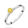 Balto aukso sužadėtuvių žiedas su geltonu deimantu - Forever Yellow (LAB 0,15 ct)