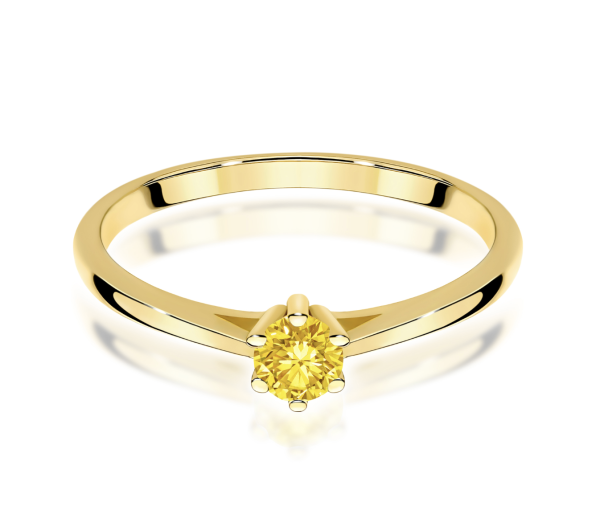 Geltono aukso sužadėtuvių žiedas su geltonu deimantu - Forever Yellow (LAB 0,15 ct) 2