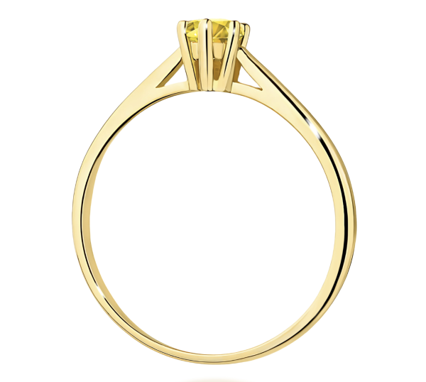 Geltono aukso sužadėtuvių žiedas su geltonu deimantu - Forever Yellow (LAB 0,15 ct) 3