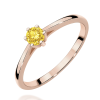Raudonas auksas sužadėtuvių žiedas su geltonu deimantu - Forever Yellow (LAB 0,15 ct)