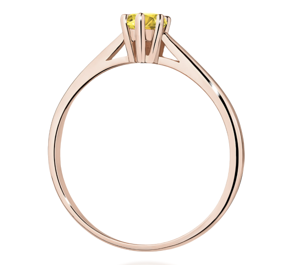 Raudono aukso sužadėtuvių žiedas su geltonu deimantu - Forever Yellow (LAB 0,15 ct) 3