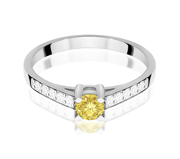 Balto aukso sužadėtuvių žiedas su geltonu deimantu – Modern Yellow (LAB 0,42 ct) 2