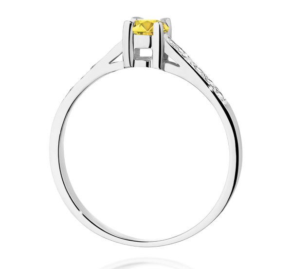 Balto aukso sužadėtuvių žiedas su geltonu deimantu – Modern Yellow (LAB 0,42 ct) 3