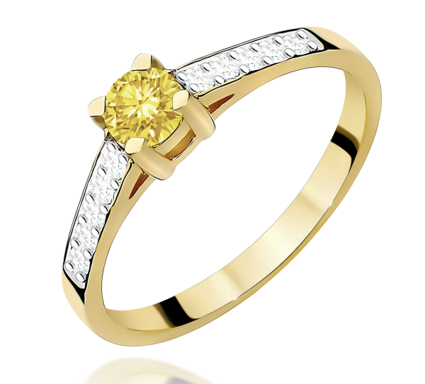 Geltono aukso sužadėtuvių žiedas su geltonu deimantu – Modern Yellow (LAB 0,42 ct) 1
