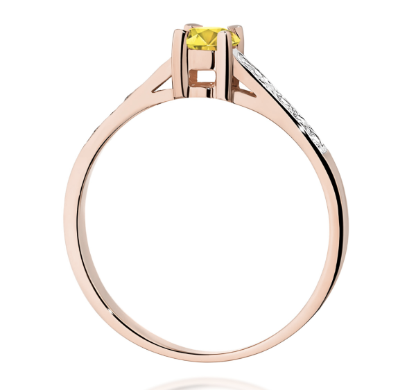 Raudono aukso sužadėtuvių žiedas su geltonu deimantu – Modern Yellow (LAB 0,42 ct) 3
