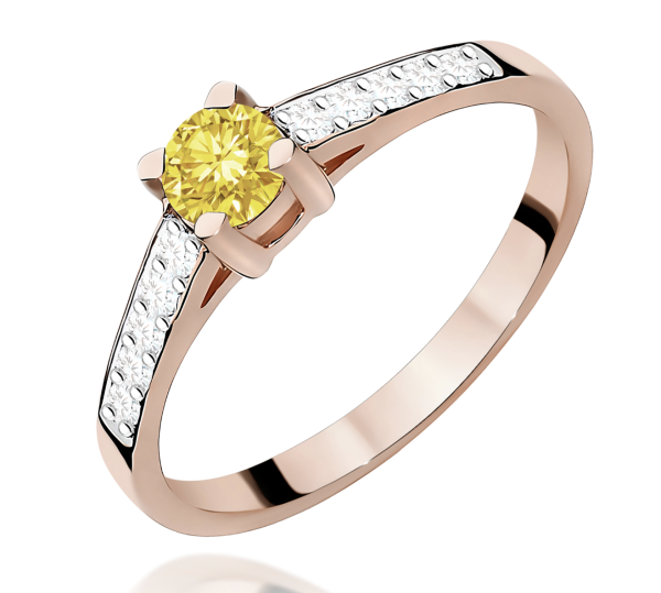 Raudono aukso sužadėtuvių žiedas su geltonu deimantu – Modern Yellow (LAB 0,42 ct)