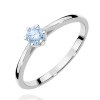 Balto aukso sužadėtuvių žiedas su mėlynu deimantu - Forever Blue (LAB 0,15 ct)