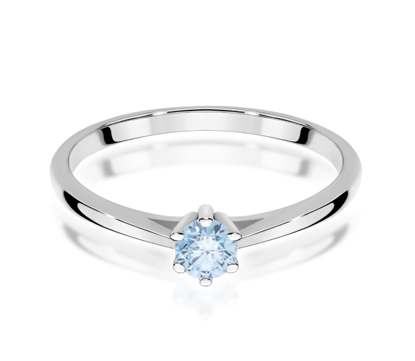 Balto aukso sužadėtuvių žiedas su mėlynu deimantu - Forever Blue (LAB 0,15 ct) 2
