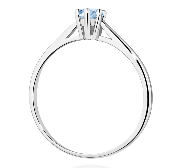 Balto aukso sužadėtuvių žiedas su mėlynu deimantu - Forever Blue (LAB 0,15 ct) 3