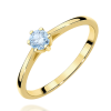 Geltono aukso sužadėtuvių žiedas su mėlynu deimantu - Forever Blue (LAB 0,15 ct)