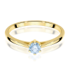 Geltono aukso sužadėtuvių žiedas su mėlynu deimantu - Forever Blue (LAB 0,15 ct) 2