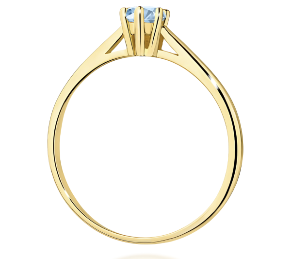 Geltono aukso sužadėtuvių žiedas su mėlynu deimantu - Forever Blue (LAB 0,15 ct) 3