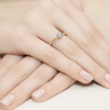 Geltono aukso sužadėtuvių žiedas su mėlynu deimantu - Forever Blue (LAB 0,15 ct) 4