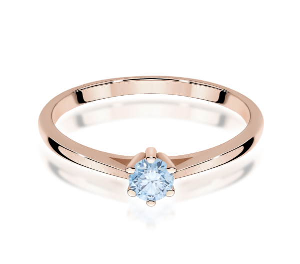 Raudono aukso sužadėtuvių žiedas su mėlynu deimantu - Forever Blue (LAB 0,15 ct) 2
