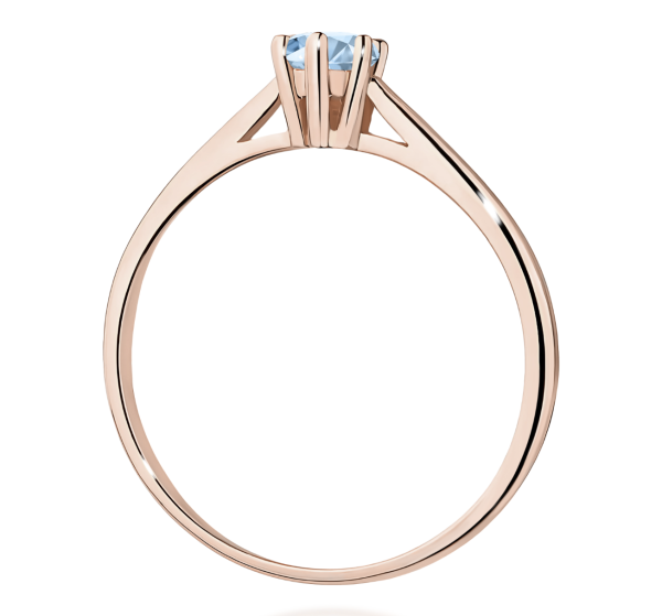 Raudono aukso sužadėtuvių žiedas su mėlynu deimantu - Forever Blue (LAB 0,15 ct) 3