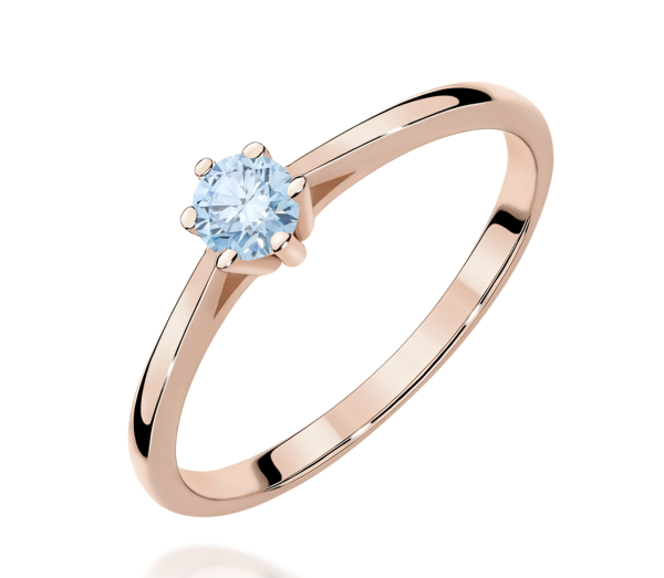 Raudono aukso sužadėtuvių žiedas su mėlynu deimantu - Forever Blue (LAB 0,15 ct)