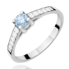 Balto aukso sužadėtuvių žiedas su mėlynu deimantu – Modern Blue (LAB 0,42 ct)