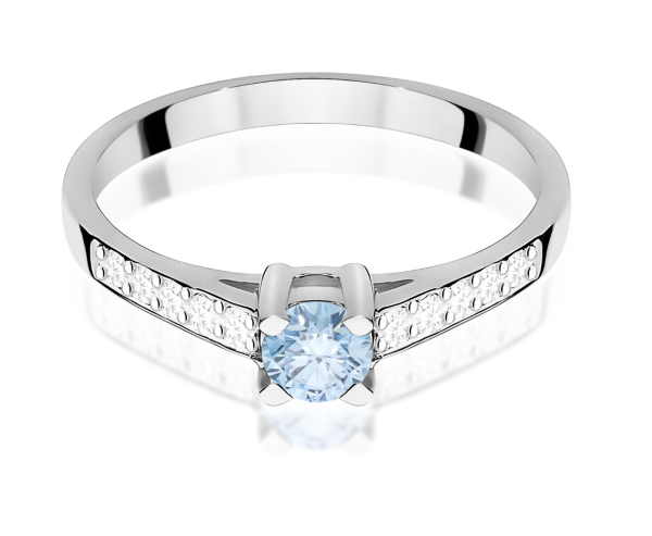 Balto aukso sužadėtuvių žiedas su mėlynu deimantu – Modern Blue (LAB 0,42 ct) 2