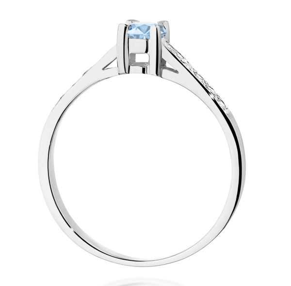 Balto aukso sužadėtuvių žiedas su mėlynu deimantu – Modern Blue (LAB 0,42 ct) 3