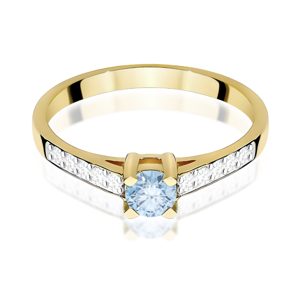 Geltono aukso sužadėtuvių žiedas su mėlynu deimantu – Modern Blue (LAB 0,42 ct) 2