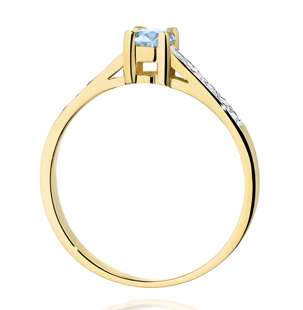 Geltono aukso sužadėtuvių žiedas su mėlynu deimantu – Modern Blue (LAB 0,42 ct) 3