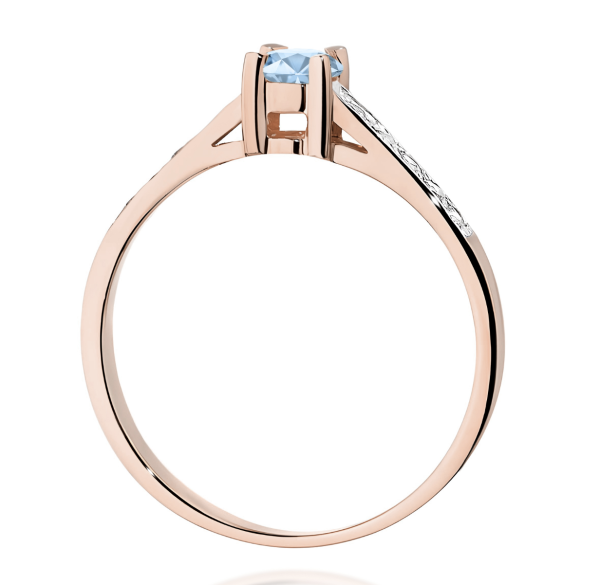 Raudono aukso sužadėtuvių žiedas su mėlynu deimantu – Modern Blue (LAB 0,42 ct) 3