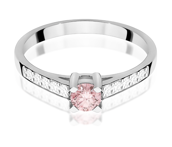 Balto aukso sužadėtuvių žiedas su mėlynu deimantu – Modern Pink (LAB 0,42 ct) 2
