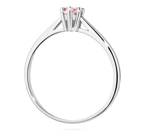 Balto aukso sužadėtuvių žiedas su rožiniu deimantu - Forever Pink (LAB 0,15 ct) 3