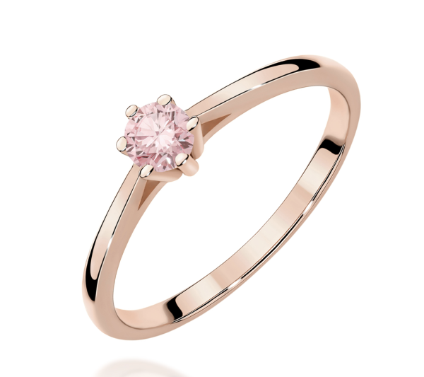 Raudono aukso sužadėtuvių žiedas su rožiniu deimantu - Forever Pink (LAB 0,15 ct)