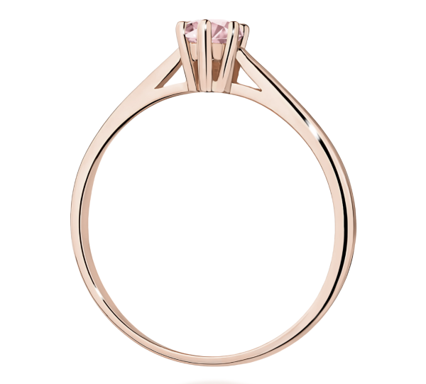 Raudono aukso sužadėtuvių žiedas su rožiniu deimantu - Forever Pink (LAB 0,15 ct) 3