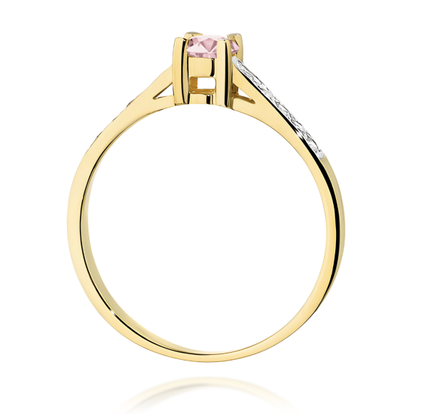 Geltono aukso sužadėtuvių žiedas su rožiniu deimantu – Modern Pink (LAB 0,42 ct) 2