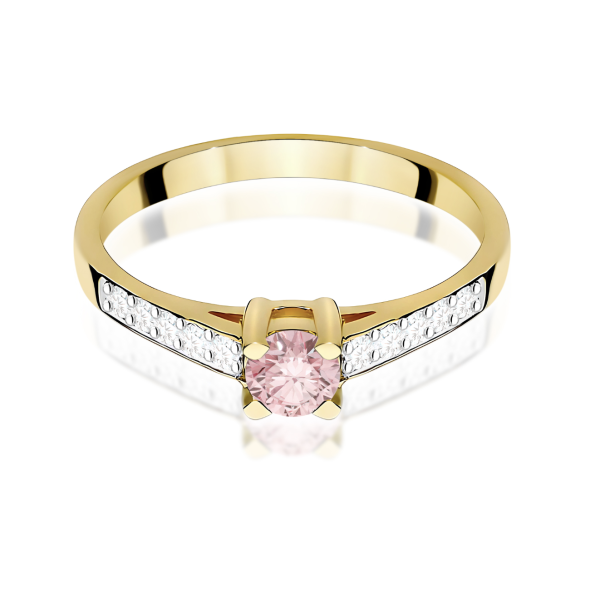 Geltono aukso sužadėtuvių žiedas su rožiniu deimantu – Modern Pink (LAB 0,42 ct) 4