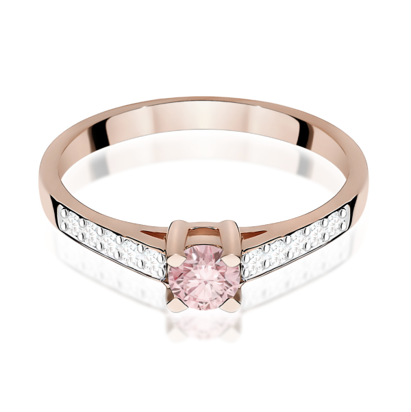 Raudono aukso sužadėtuvių žiedas su rožiniu deimantu – Modern Pink (LAB 0,42 ct) 2