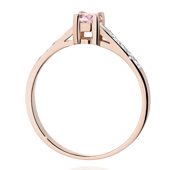 Raudono aukso sužadėtuvių žiedas su rožiniu deimantu – Modern Pink (LAB 0,42 ct) 3