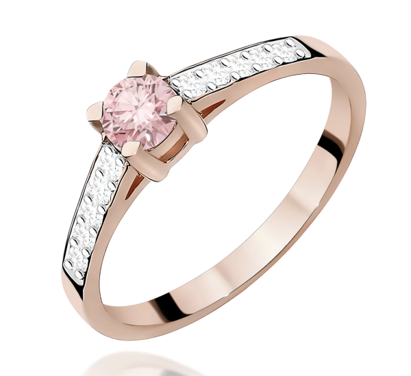 Raudono aukso sužadėtuvių žiedas su rožiniu deimantu – Modern Pink (LAB 0,42 ct)