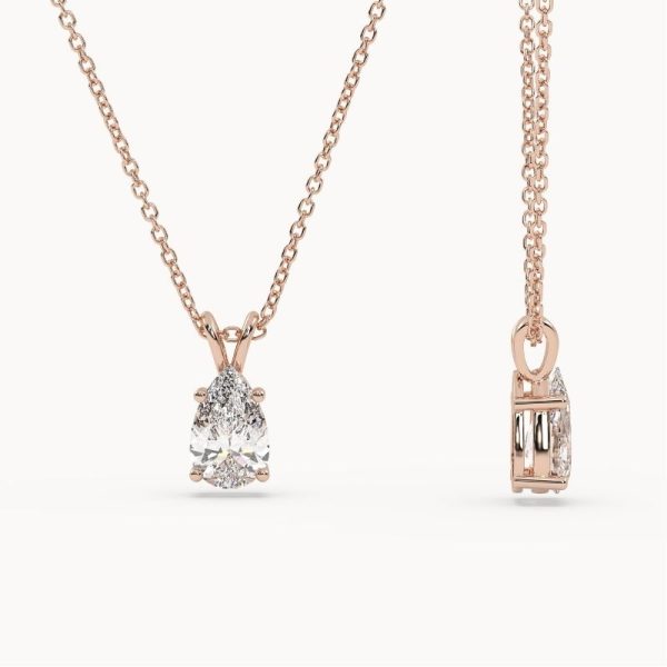 Klasikinis pakabukas su lašo formos deimantu iš raudono aukso