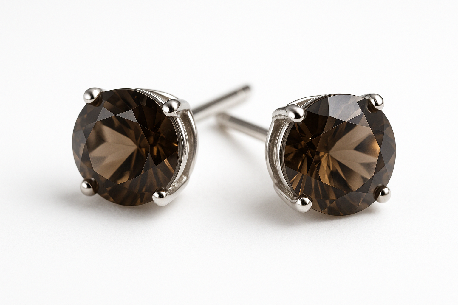 Kolczyki typu „sztyft” z kwarcem dymnym (smoky quartz)