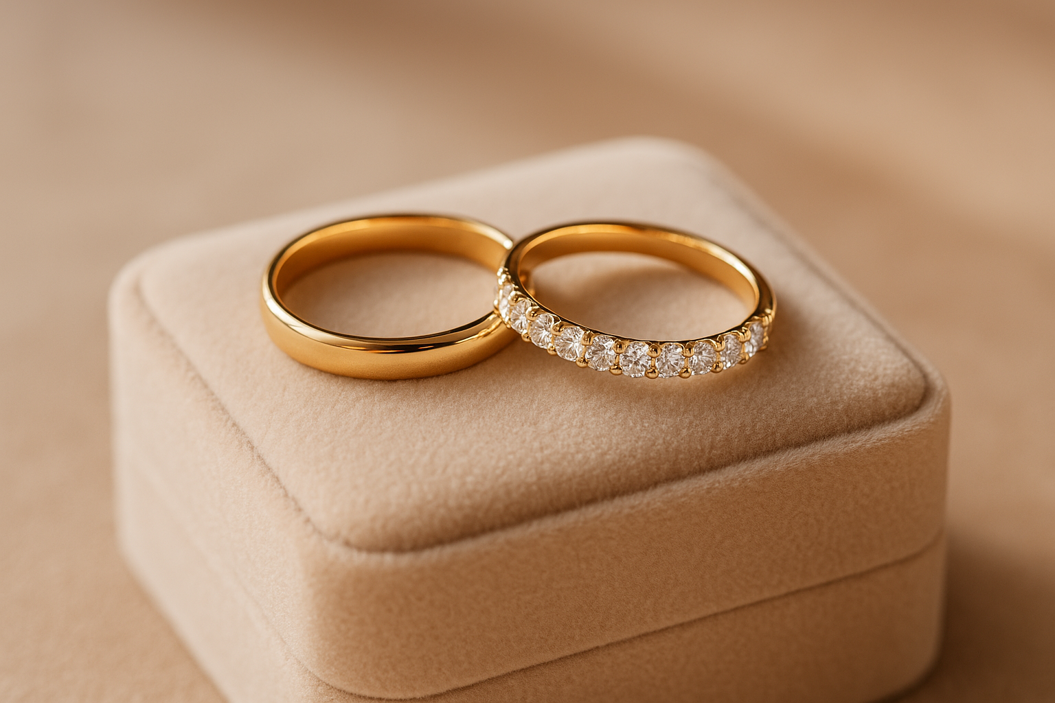Vestuviniai žedai raudono aukso ant aksominės dežutės