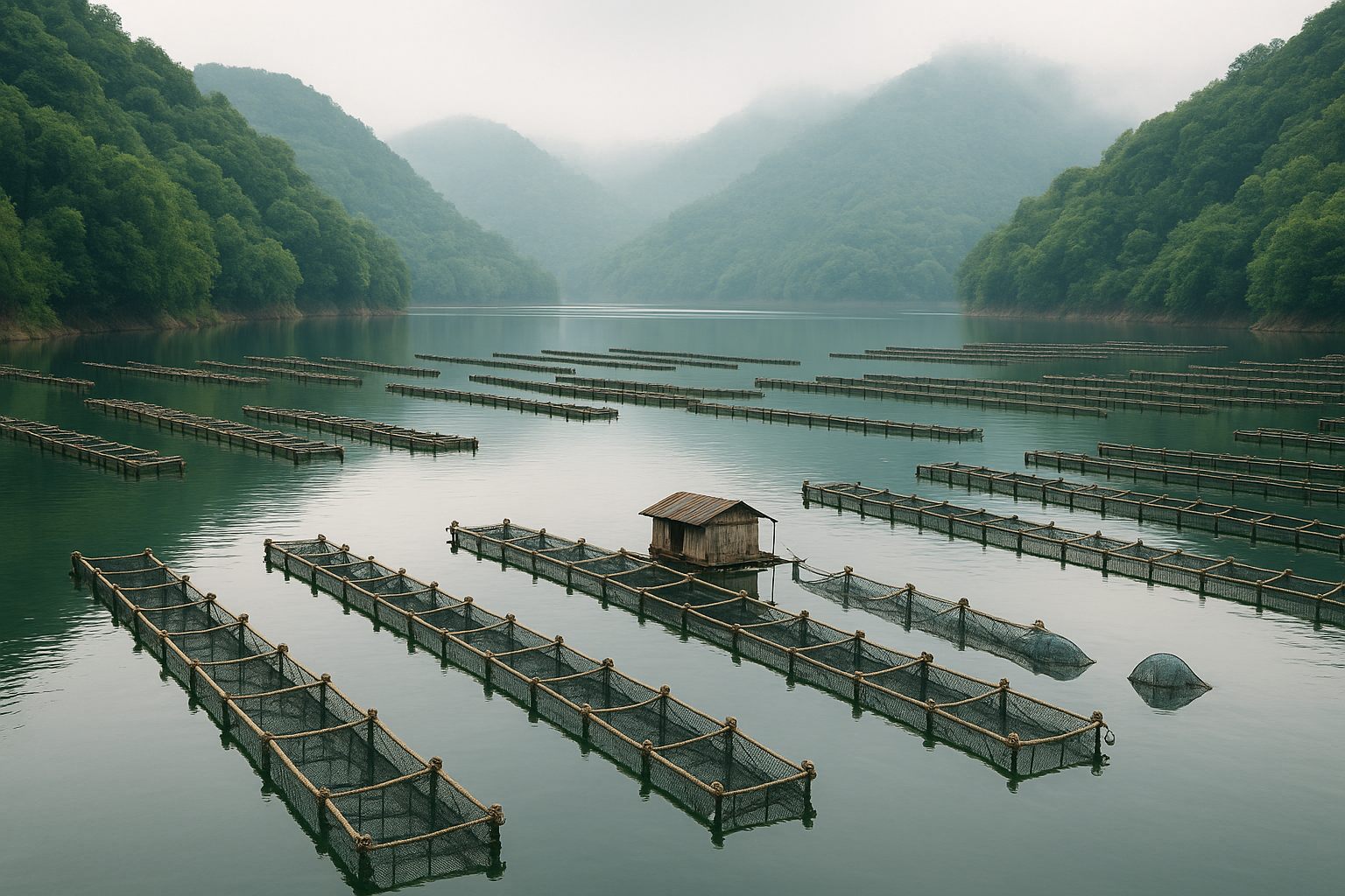 Gėlavandenių perlų ūkis Kinijoje ežere