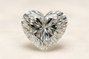 Širdelės formos deimantas ant balto fono – romantiška forma, simbolizuojanti meilę.