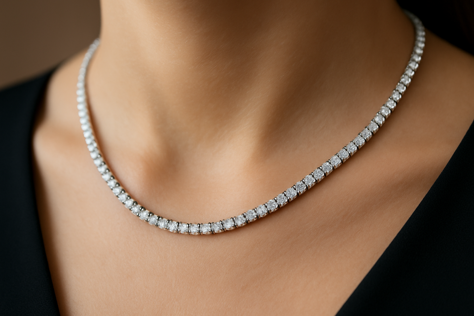 Balto aukso tennis koljė iš apvalių deimantų