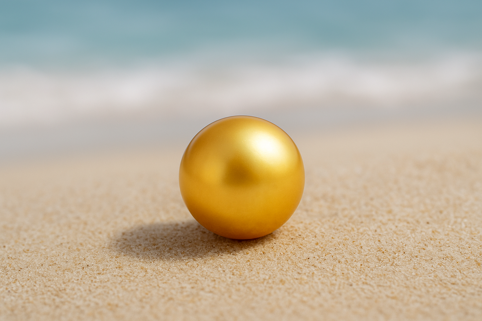 Auksinis Pietų jūros perlas ant smelio