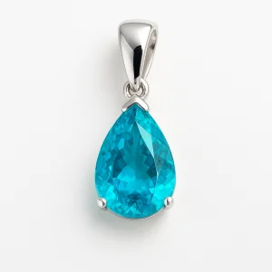 Baltas aukso pakabukas su lašo formos Paraiba turmalinu, intensyviai žydros spalvos brangakmenis