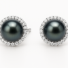 Juodi perlais - auskarai su juodais perlais Tahiti. Baltas auksas