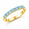 Žiedas juostelė su 7 akvamarinais geltonas auksas