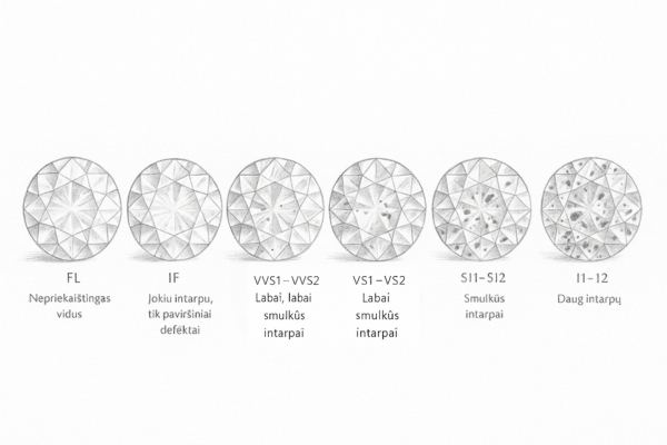 Deimanto švarumo lentelė su paaiškinimais