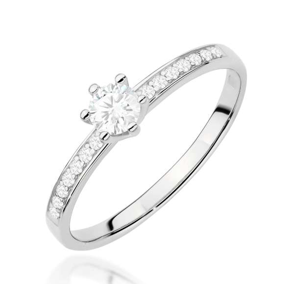Balto aukso modernus sužadėtuvių žiedas su lab deimantais – Fantastic (0,37 ct)